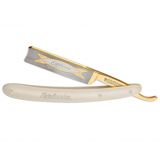 Boker Edelweiss Special Edition Ivory Spanish Point 5/8" Gilded Carbon Steel Straight Razor