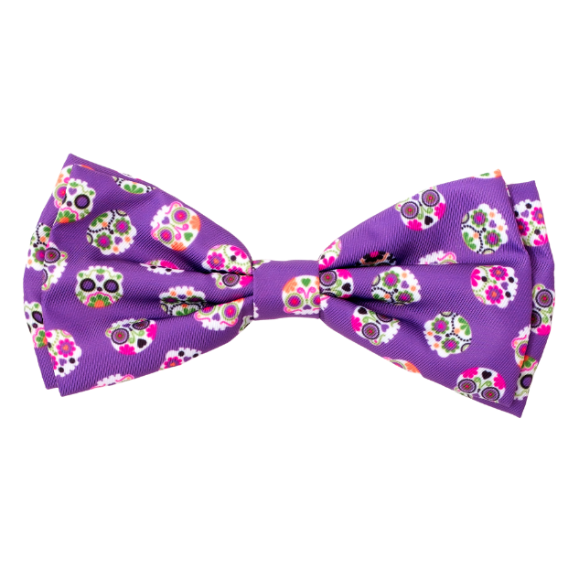 SUGAR-SKULLS-PURPLE-DOG-BOW-TIE