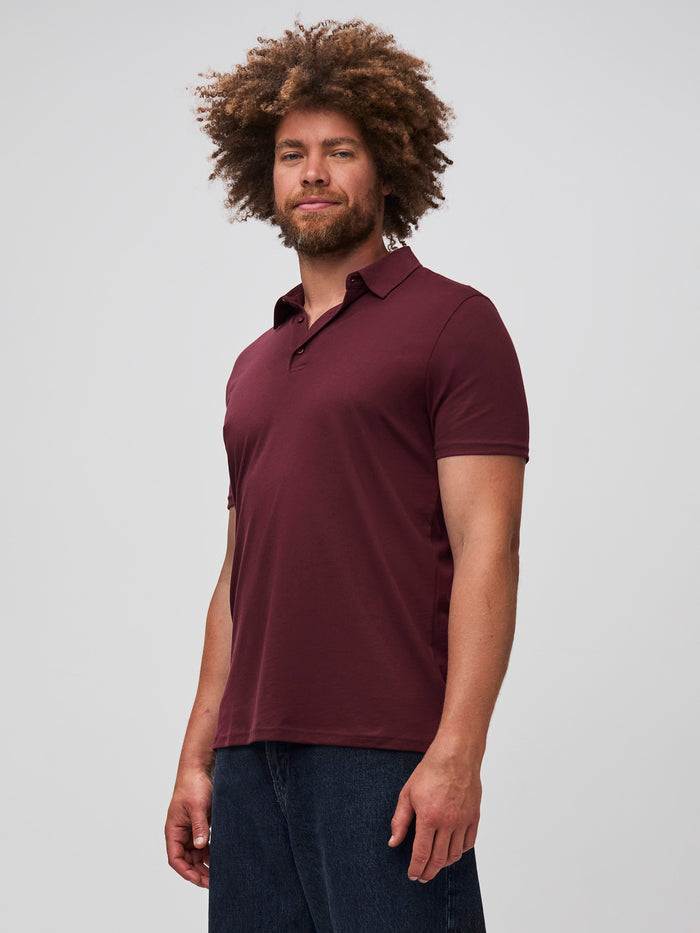 crafted with our Stratusoft fabric # StratuSoft Burgundy Torrey Polo | Fresh Clean Threads