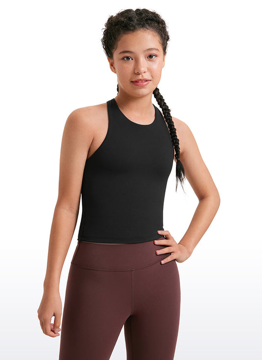 CRZ YOGA girl's Active Sports Butterluxe Racerback Tanks Waist Length Black