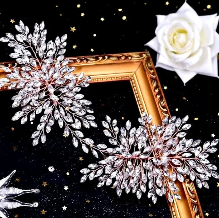 Wedding Hair Accessories - Bridal Rhinestone Double Hair Comb - Available in Silver, Rose Gold and Yellow Gold