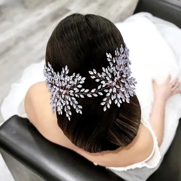 Wedding Hair Accessories - Bridal Rhinestone Double Hair Comb - Available in Silver, Rose Gold and Yellow Gold