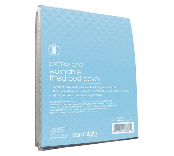 CaronLab Washable Fitted Bed Cover with Face Hole - White