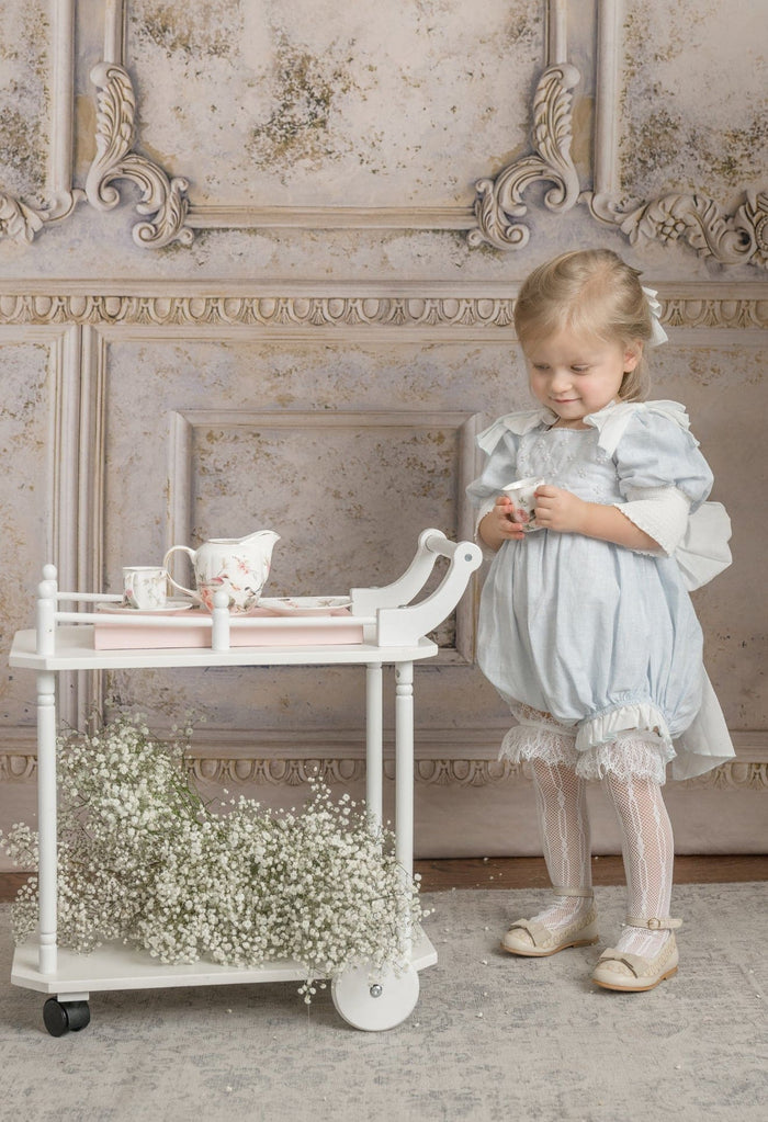 Charlotte Baby Blue Linen Romper - Petite Maison Kids