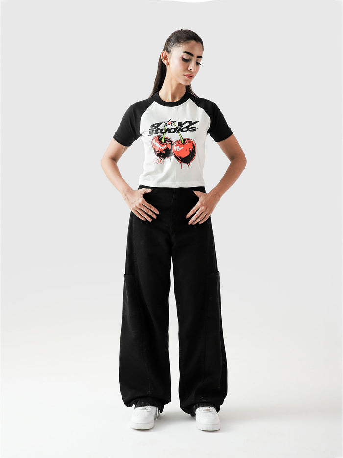 Cherry Babytee female model full body front view Pakistan – GROOVY