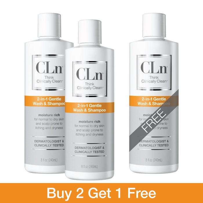 CLn 2-in-1 Gentle Wash & Shampoo 8oz 3-Pack