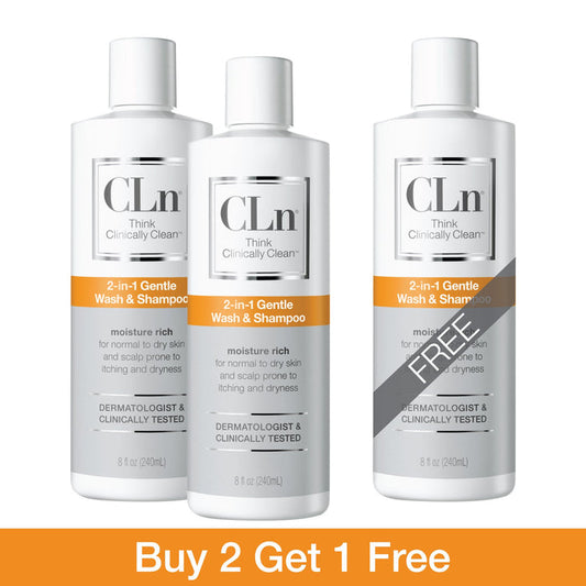 CLn 2-in-1 Gentle Wash & Shampoo 8oz 3-Pack