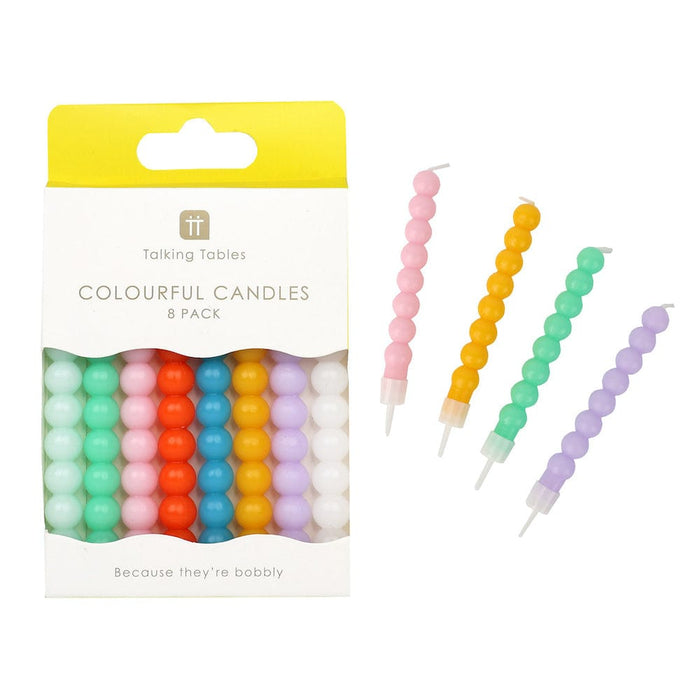 Talking Tables Colourful Bobble Birthday Candles - 8 Pack &Keep