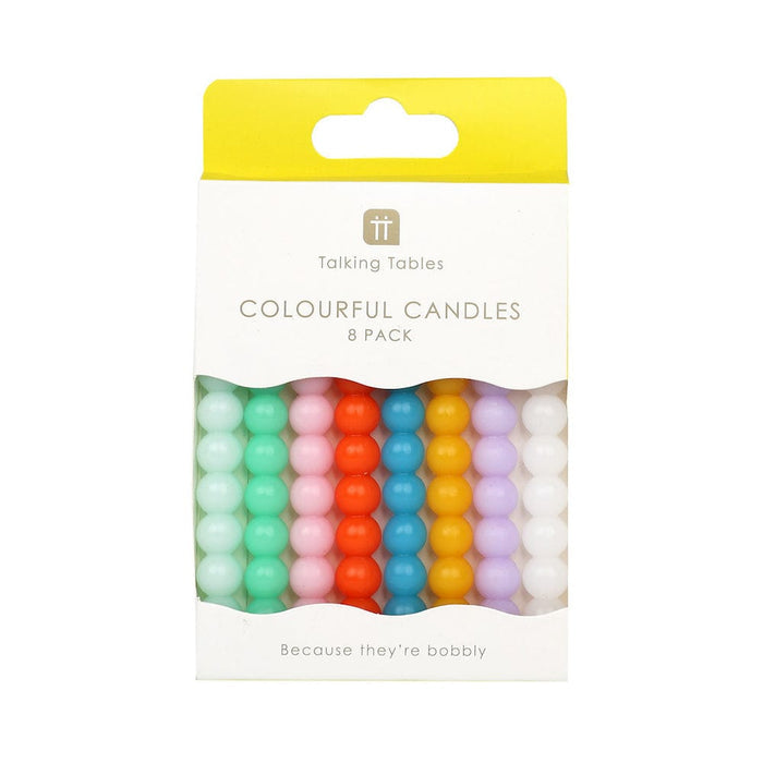 Talking Tables Colourful Bobble Birthday Candles - 8 Pack &Keep