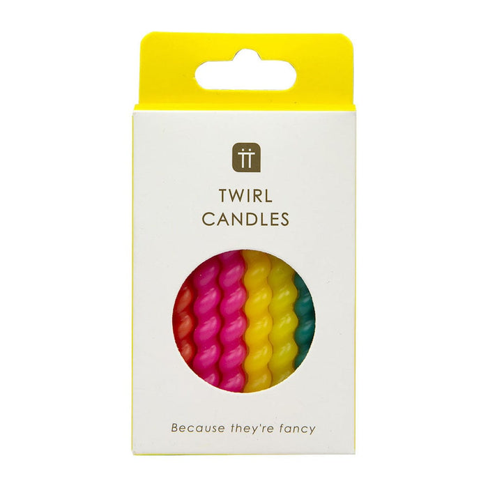 Talking Tables Colourful Bright Birthday Twirl Candles - 8 Pack &Keep