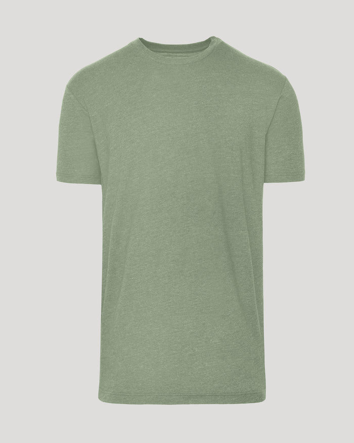Dark Heather Bay Green Tall Straight Hem Crew Neck T-Shirt laid flat.