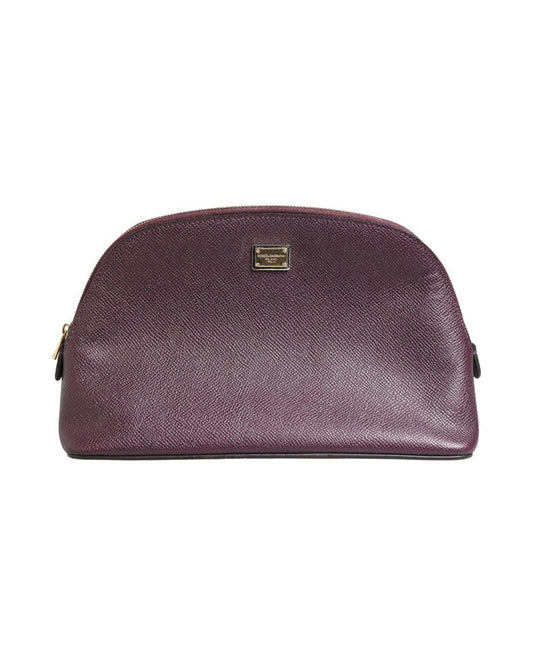 Dolce & Gabbana Dark Purple Leather DG Logo Zip Around Hand Purse Wallet