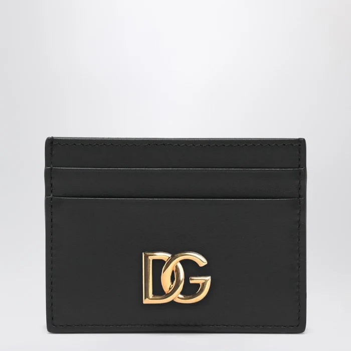 Dolce&Gabbana - Black leather card holder with DG logo Brand Apparel & Accessories TU