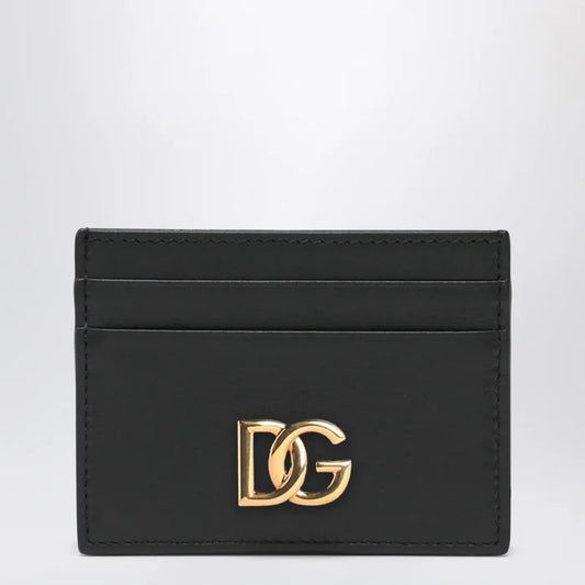 Dolce&Gabbana - Black leather card holder with DG logo Brand Apparel & Accessories TU
