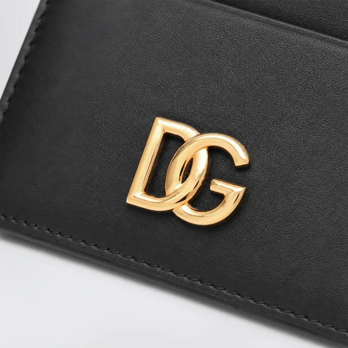 Dolce&Gabbana - Black leather card holder with DG logo Brand Apparel & Accessories TU