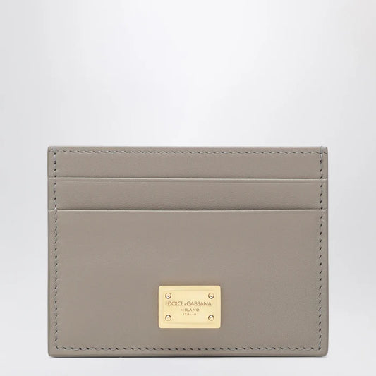 Dolce&Gabbana - Taupe leather card holder with logo plaque Brand Apparel & Accessories