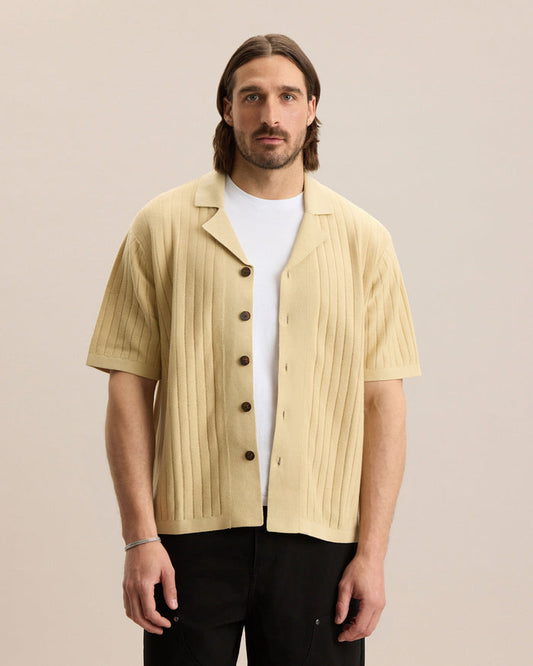 DROP-NEEDLE KNIT SHIRT
