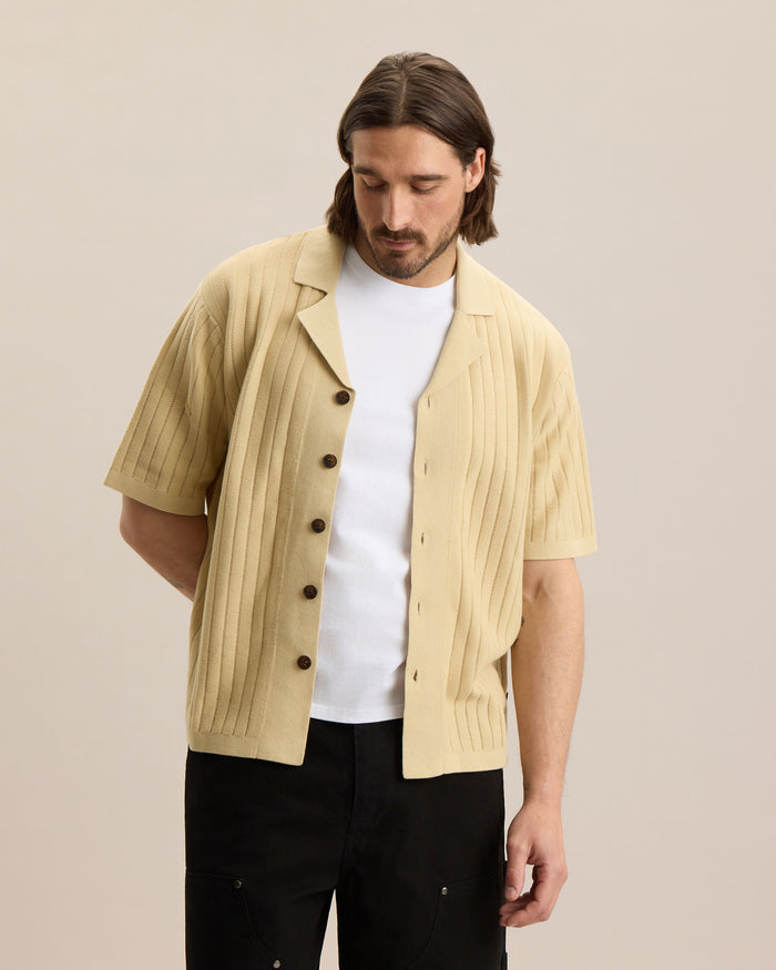 DROP-NEEDLE KNIT SHIRT