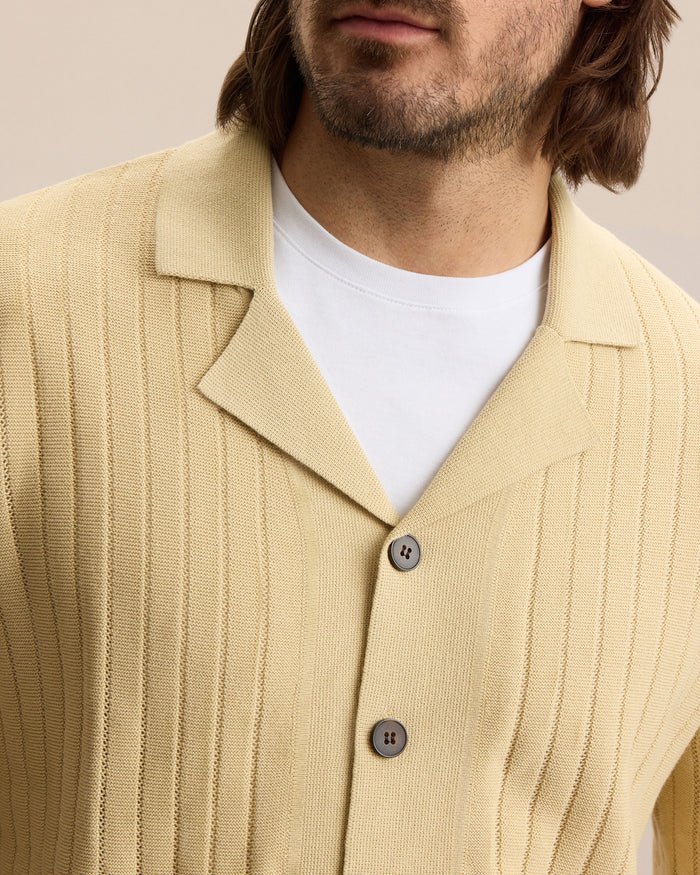DROP-NEEDLE KNIT SHIRT