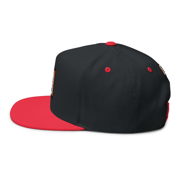 Embroidered 'R' Flat Bill Cap — Retro Varsity Patch Recess Snapback