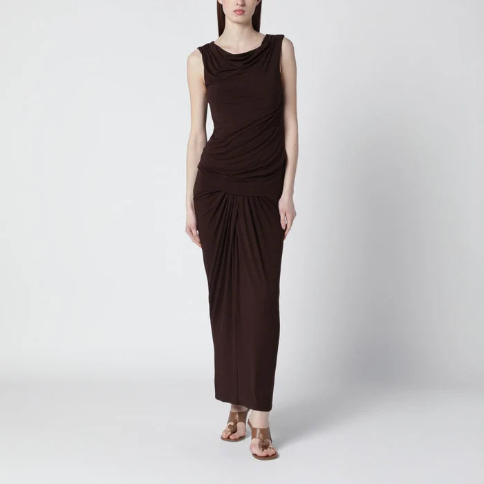 Entire Studios - Tobacco-colored dress with draping