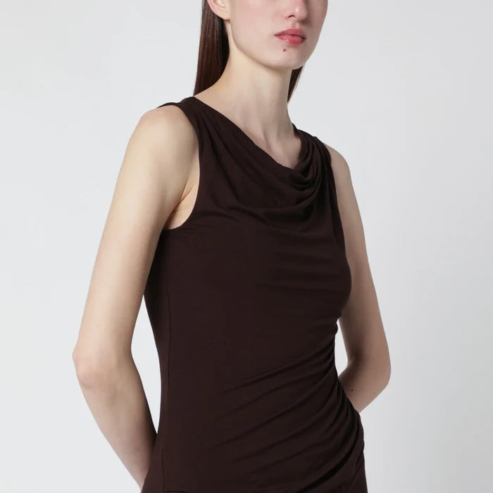 Entire Studios - Tobacco-colored dress with draping