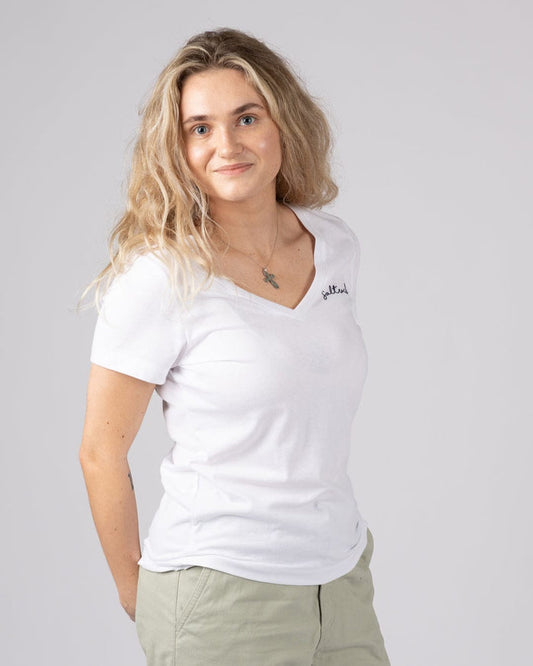 Essential Womens Short Sleeve V-Neck T-Shirt in White