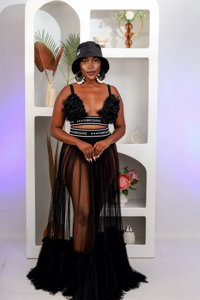 Fabrosanz: Black Tulle Cover Up Maxi Skirt