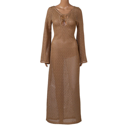 Fabrosanz: Brown Knit Cover Up Dress