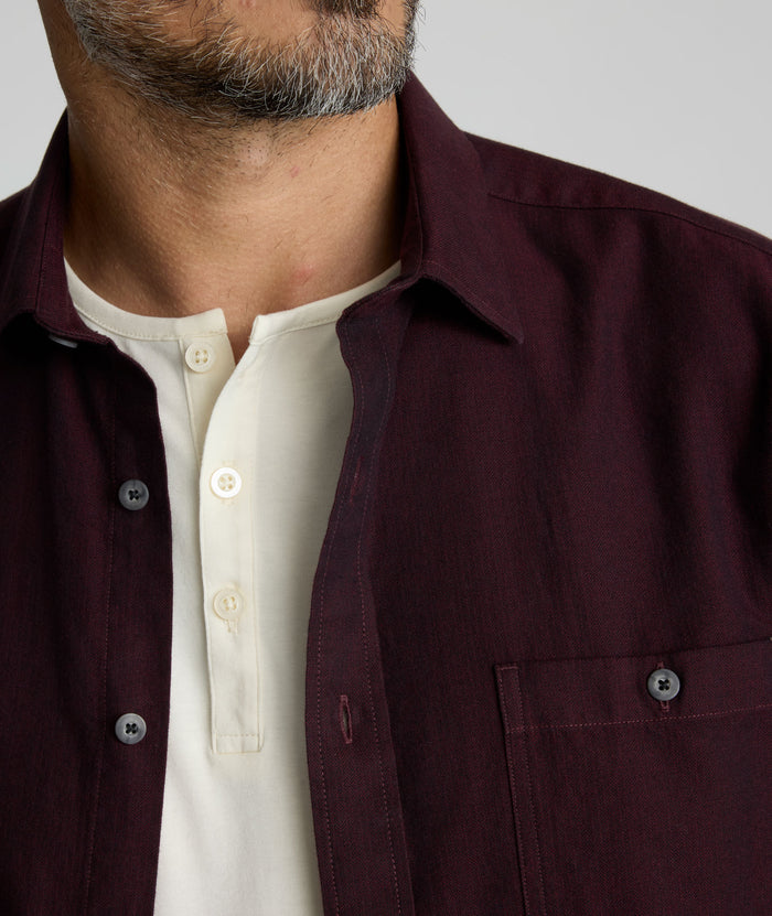 Model is wearing UNTUCKit Flannel Hemsworth Shirt in Flannel Hemsworth Shirt.