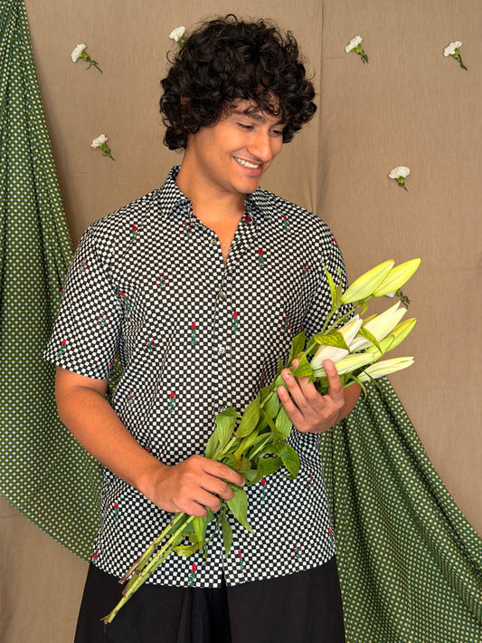 Flowerbed Canopy Embroidered Shirt - Chessboard