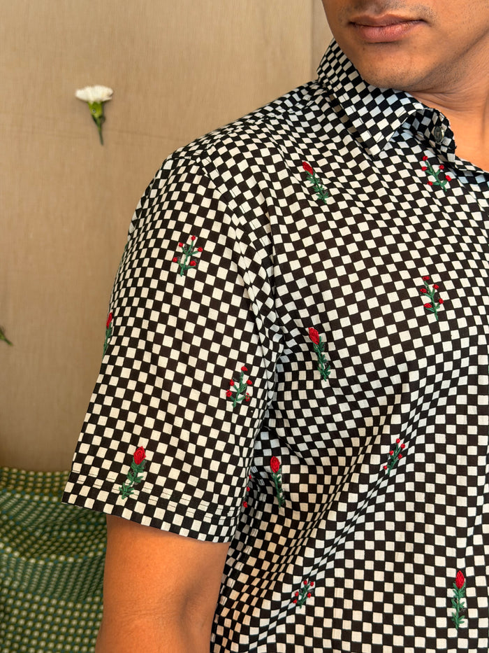 Flowerbed Canopy Embroidered Shirt - Chessboard