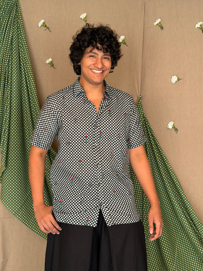 Flowerbed Canopy Embroidered Shirt - Chessboard