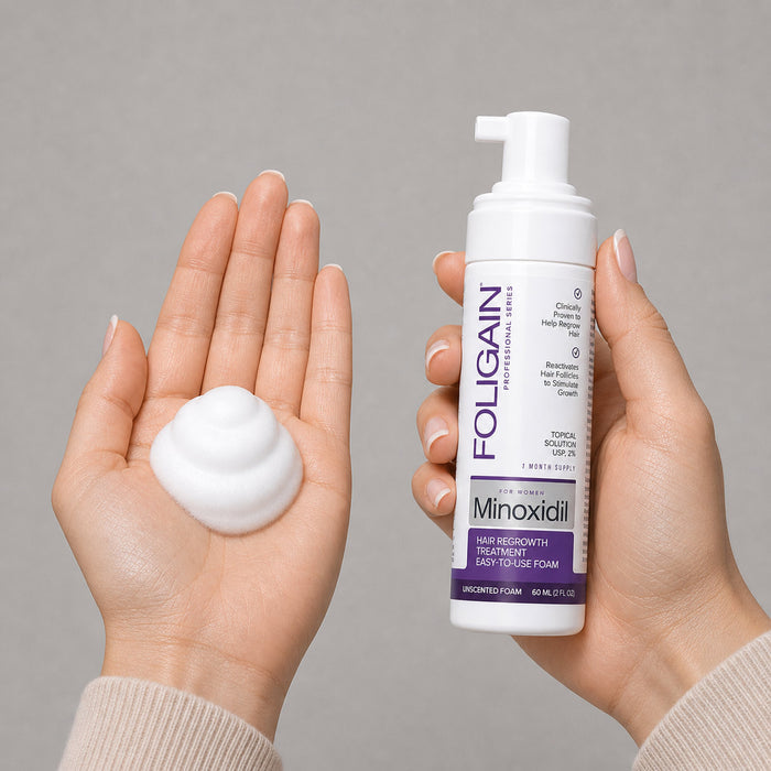 FOLIGAIN® Minoxidil 2% Hair Regrowth Foam For Women 3 Month Supply