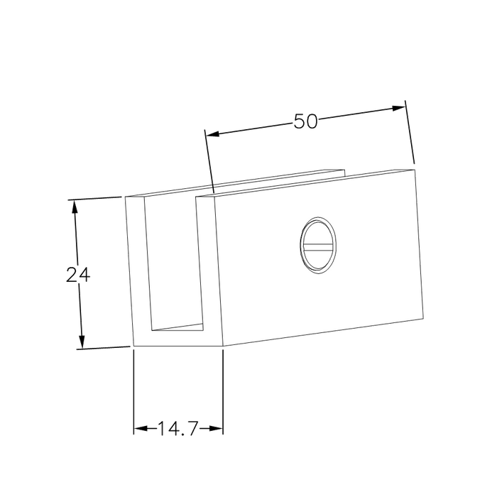 Frameless shower glass U BRACKET SQUARE 6MM GLASS - Chrome - Image 3