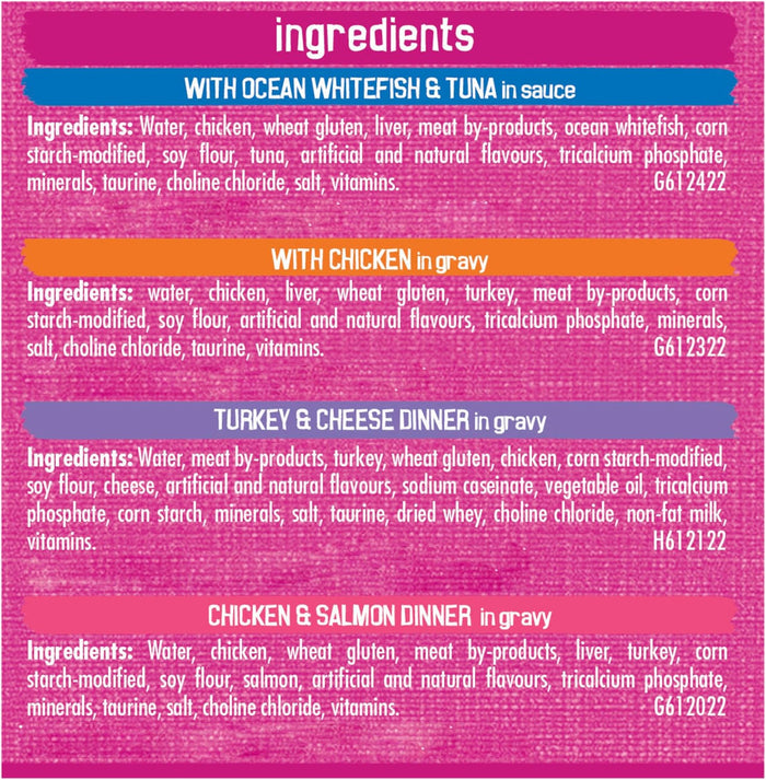 Friskies Shredded Wet Cat Food, Poultry & Fish Combo Variety Pack 4 Flavours - 156 g Can (32 Pack)