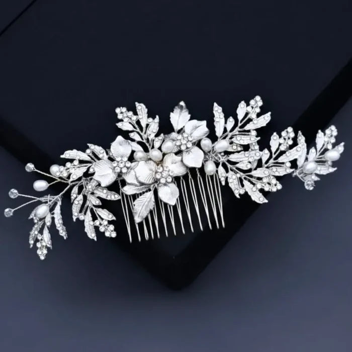 Wedding Hair Accessories - Pearl and Crystal Bridal Hair Comb - Silver & Gold