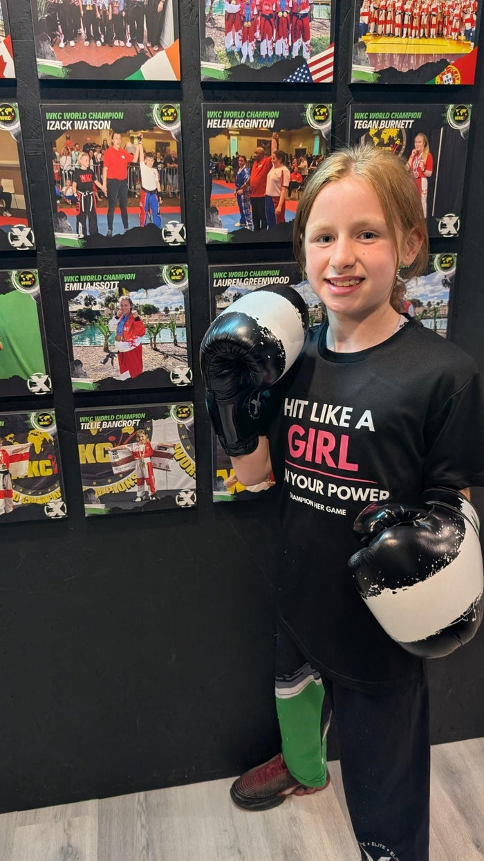 Girls Sports T-Shirt – Hit Like a Girl, Own Your Power - Champion Her Game