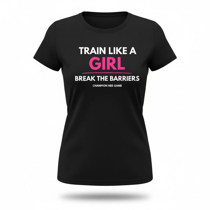 Girls Training Black T-Shirt – Train Like a Girl, Own Your Power - Ideal for grassroots training sessions