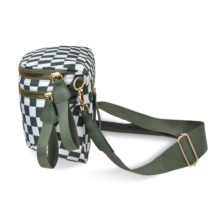 Green Checkered Utility Chic Crossbody Bag