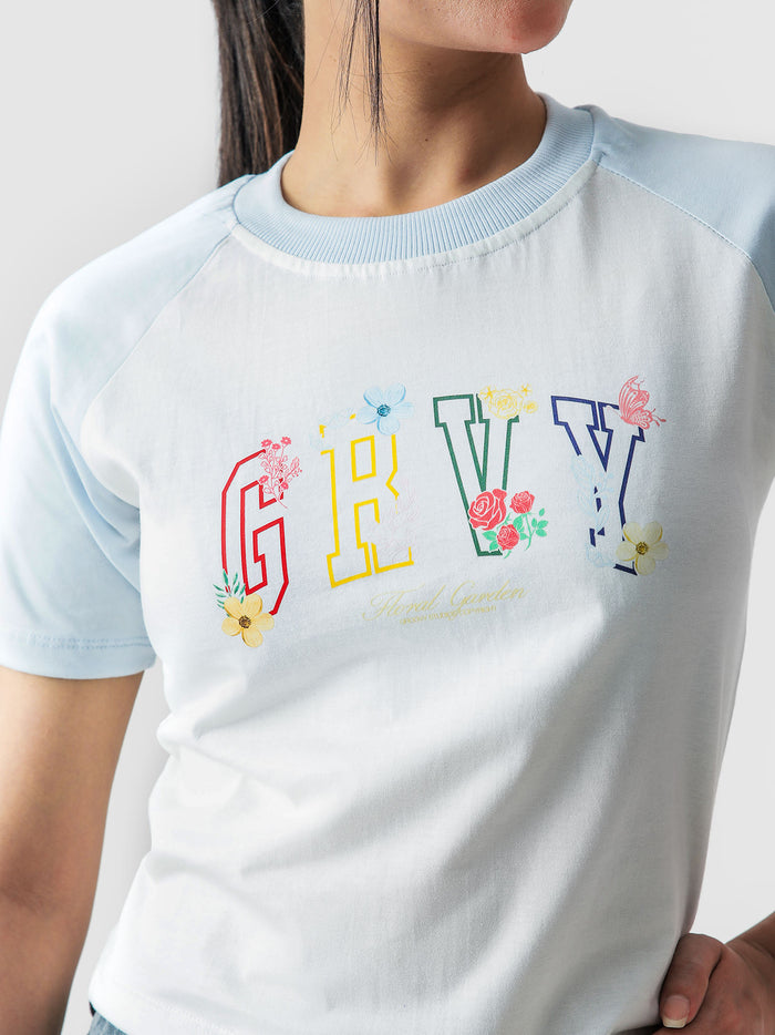 GRVY Flowers babytee female model back view Pakistan – GROOVY