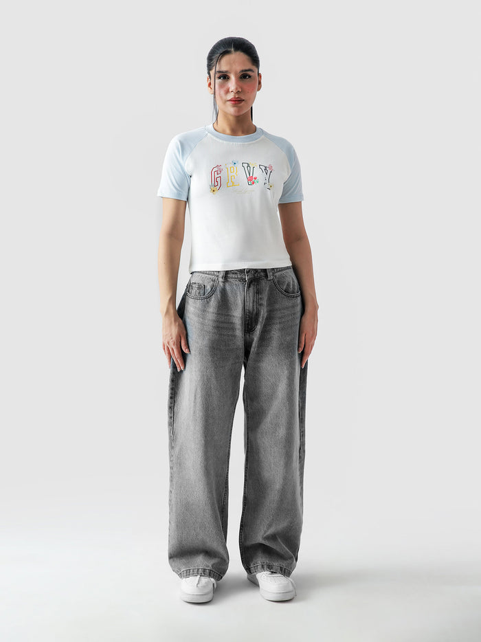 GRVY Flowers babytee female model full body front view Pakistan – GROOVY