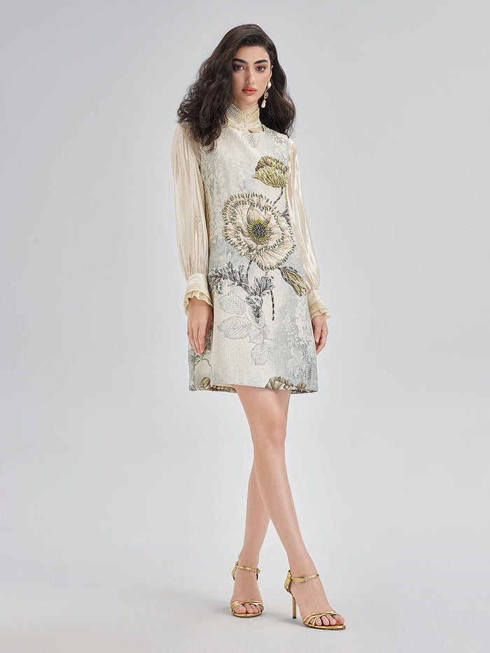 Handcrafted 3D Floral Beaded Dress