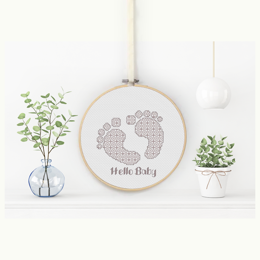 Hello Baby Blackwork Pattern by Peppermint Purple