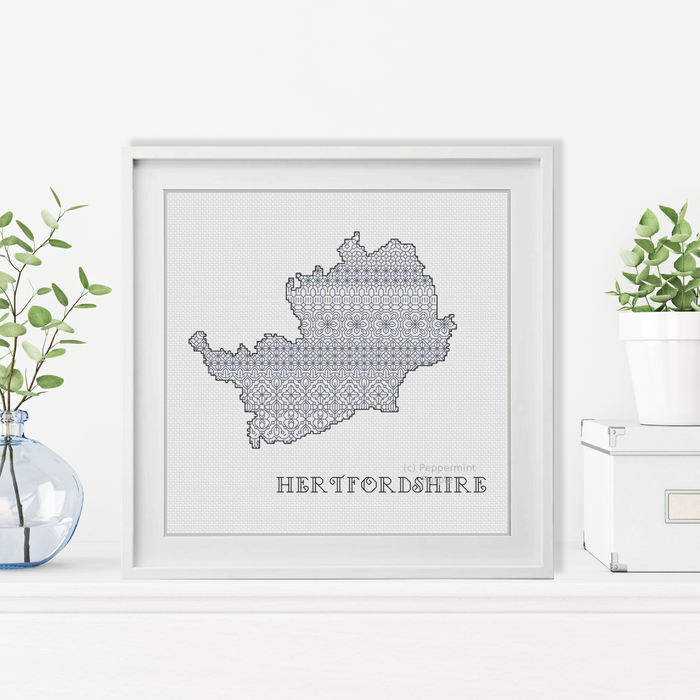 Hertfordshire Blackwork Pattern Blackwork Pattern by Peppermint Purple