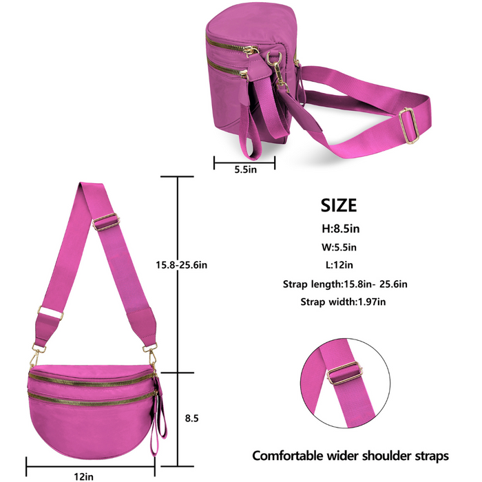 Hot Pink Utility Chic Crossbody Bag