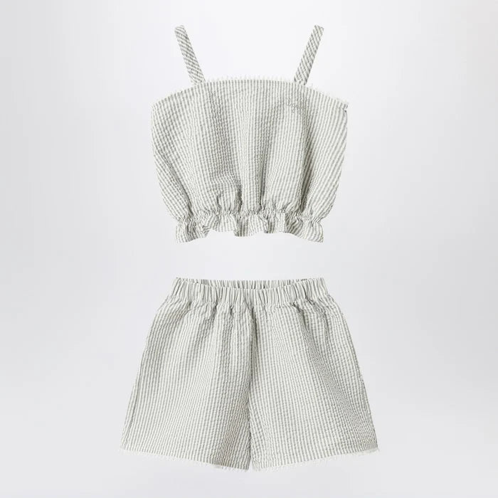 Il Gufo - Granite-coloured set in striped seersucker