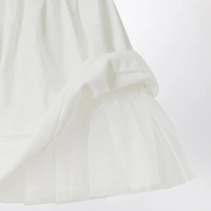Il Gufo - White dress with culotte in viscose poplin