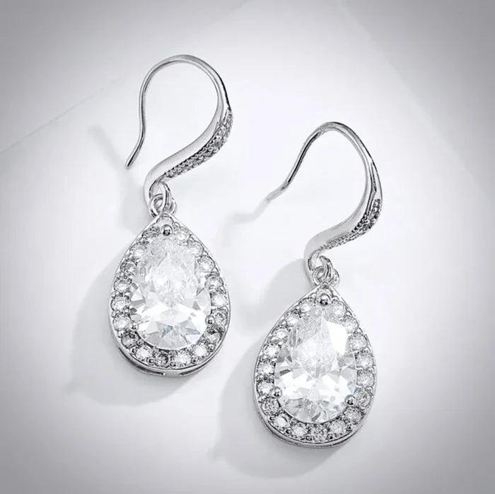 Wedding Jewelry - Cubic Zirconia Bridal Earrings - Available in Silver, Rose Gold and Yellow Gold