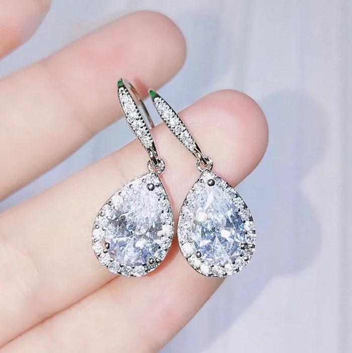 Wedding Jewelry - Cubic Zirconia Bridal Earrings - Available in Silver, Rose Gold and Yellow Gold